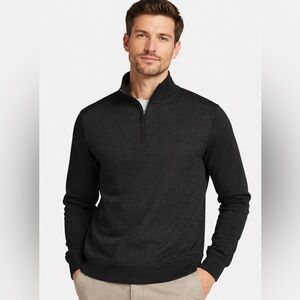 Ted Baker Black Quarter Zip Pullover Sweater Men’s Large Textured Knit Mock Neck